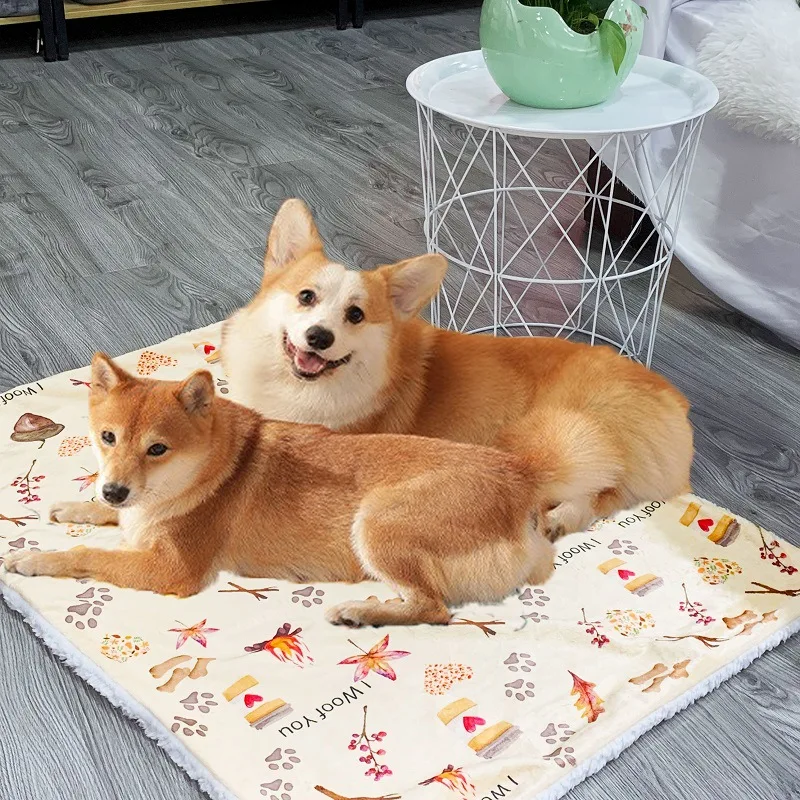 

Pet Quilt Flannel Small Blanket Kitten Kennel Four Seasons Universal Dog House Removable Sleeping Mat Breathable