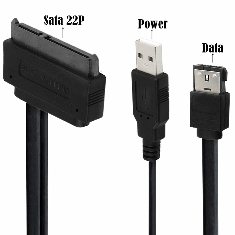 Кабель для передачи данных SATA 22Pin на E USB 2-в-1 с источником питания поддерживающим