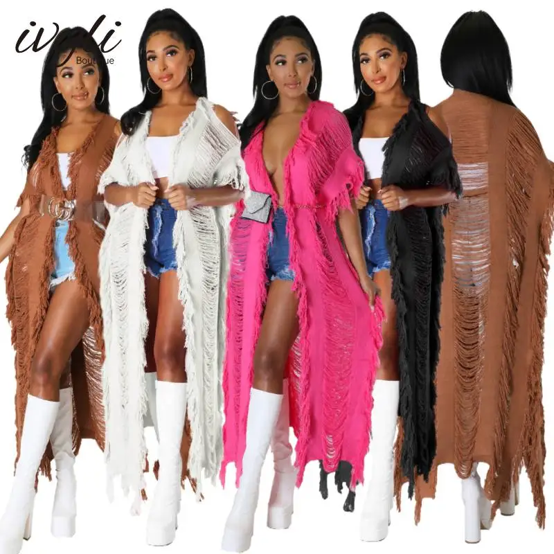 

Женский вязаный жакет, легкий кардиган с вырезами, вязаный крючком жилет, свободная куртка Y2K