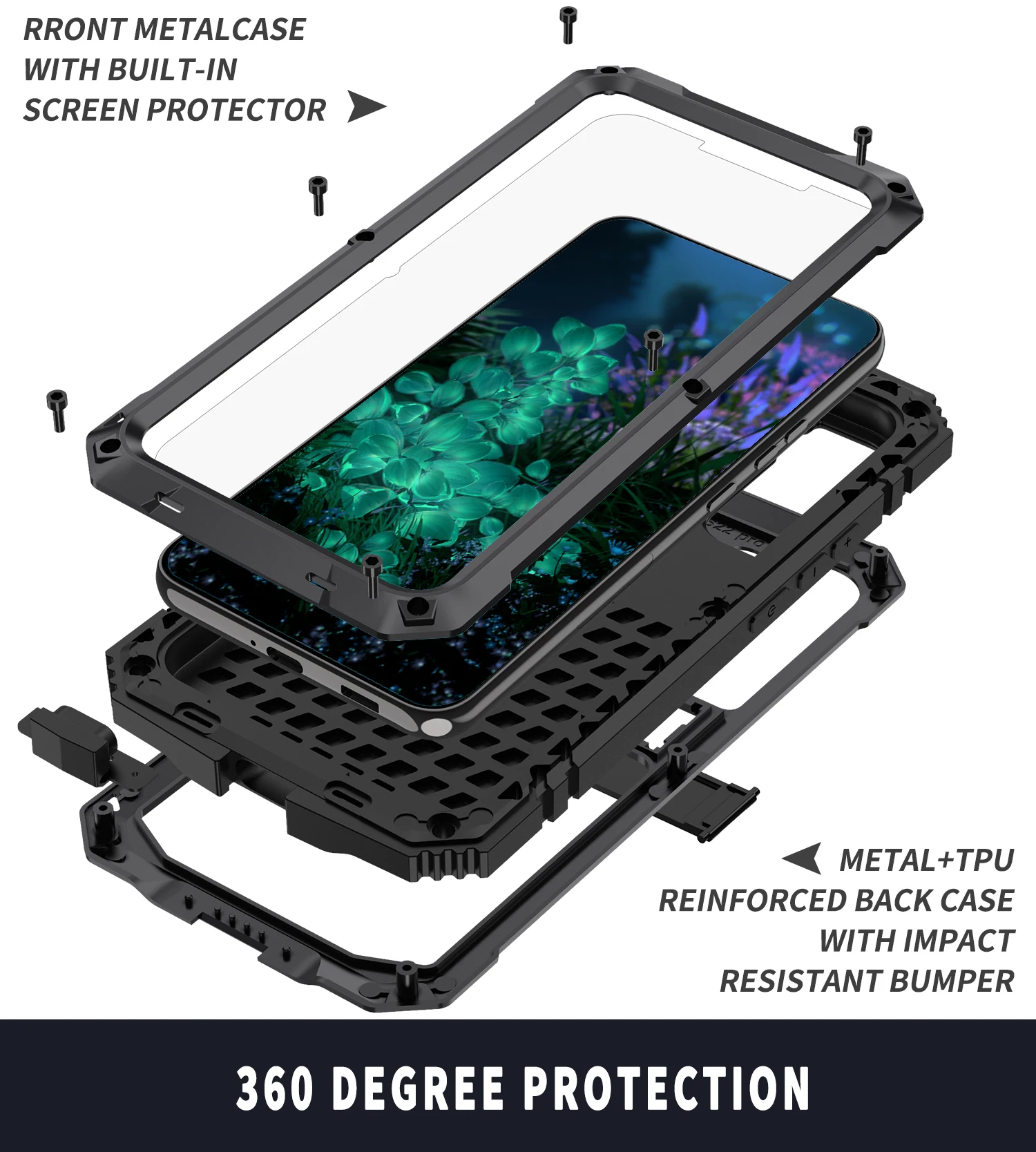 R-just Rugged Armor 360 Full Mobile Phone Cases For Samsung Galaxy S23 S22 Plus Ultra 5g Metal Aluminum Shockproof Cover Case