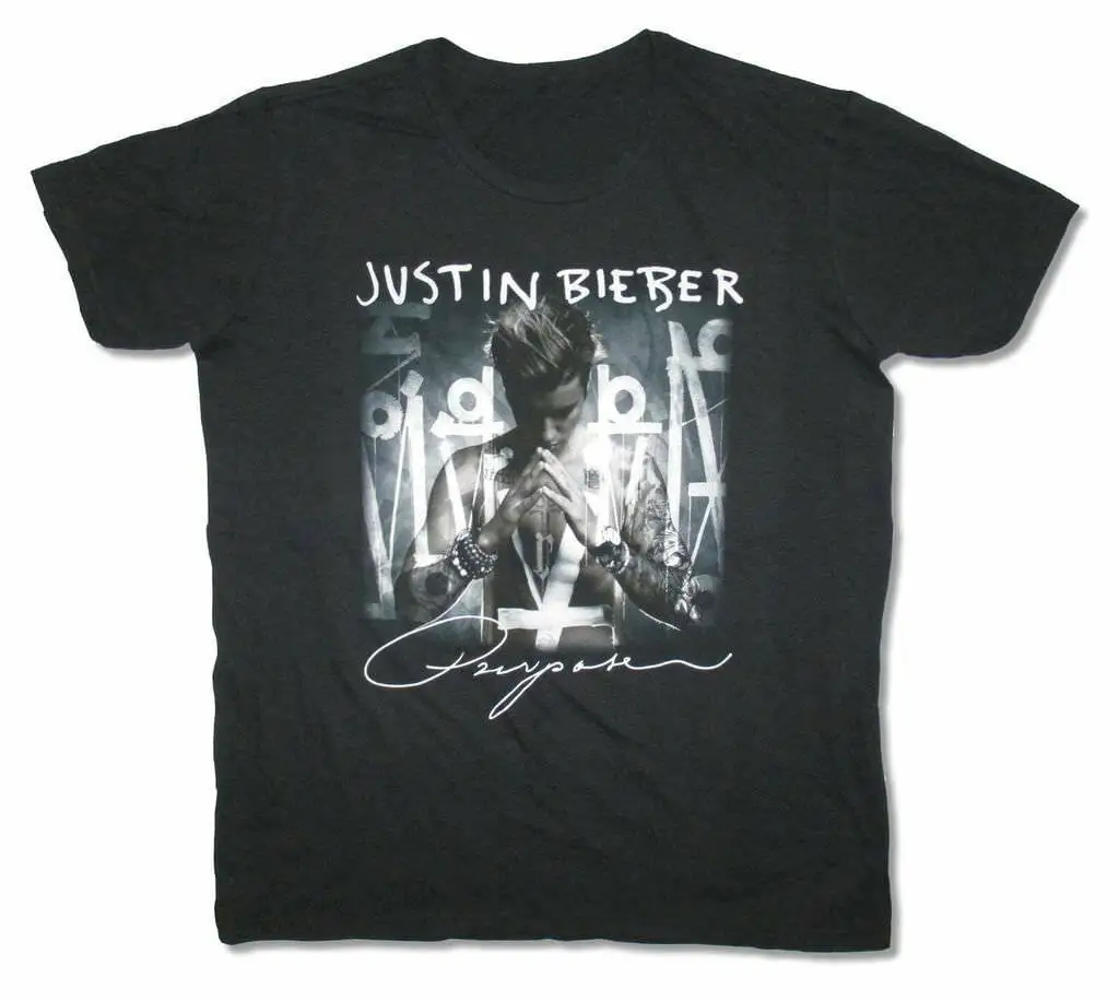 

Justin Bieber Purpose Cover Image Adult Black T Shirt New