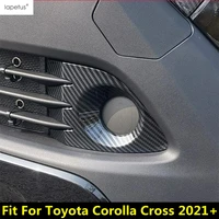2pcs car front foglight fog light lamp frame cover trim for toyota corolla cross 2021 2022 abs chrome carbon fiber accessories