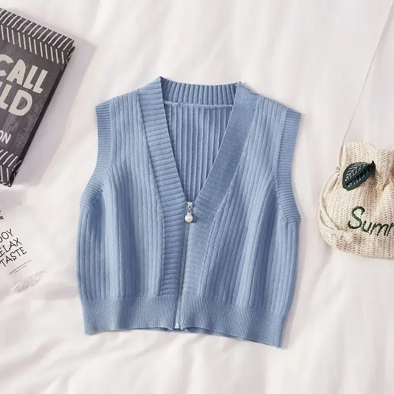 Короткий вязаный топ для женщин черный жилет с v-образным вырезом женские свитера