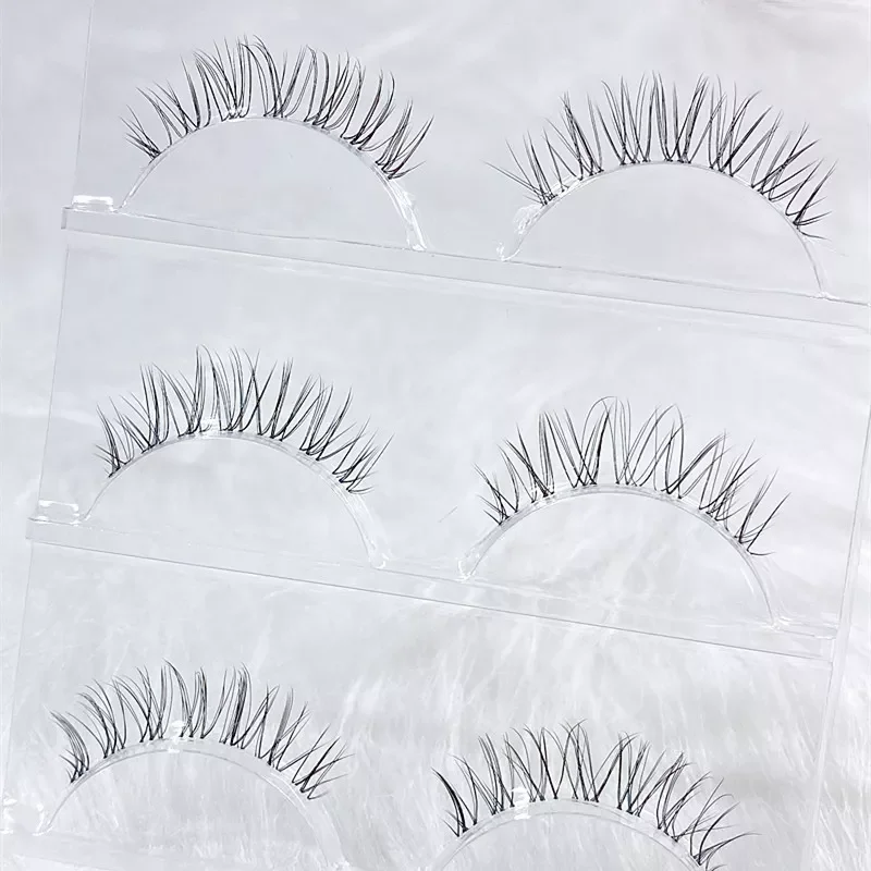

NEW Japanese Transparent Terrier Natural False Eyelashes Soft Stem Simulation Eye Tail with Long Air Eyelashes 3 Pairs Lashes