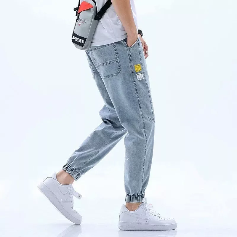 

2022New Summer Black Blue Cargo Jeans Men Streetwear Denim Jogger Pants Men Baggy Harem Jean Trousers New Loose Men Jeans