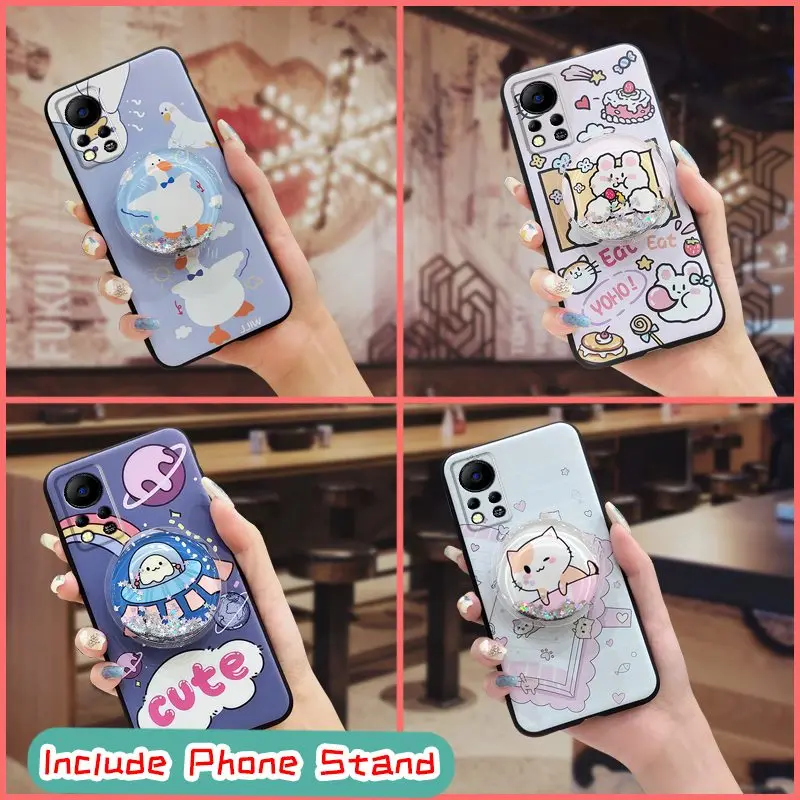 silicone cover phone case for infinix hot 11s nfcx6812b cartoon foothold cute back cover tpu free global shipping