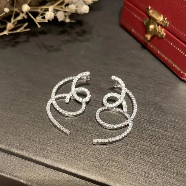 Серьги с волнистыми линиями милые женские двухсторонние элегантные серьги
