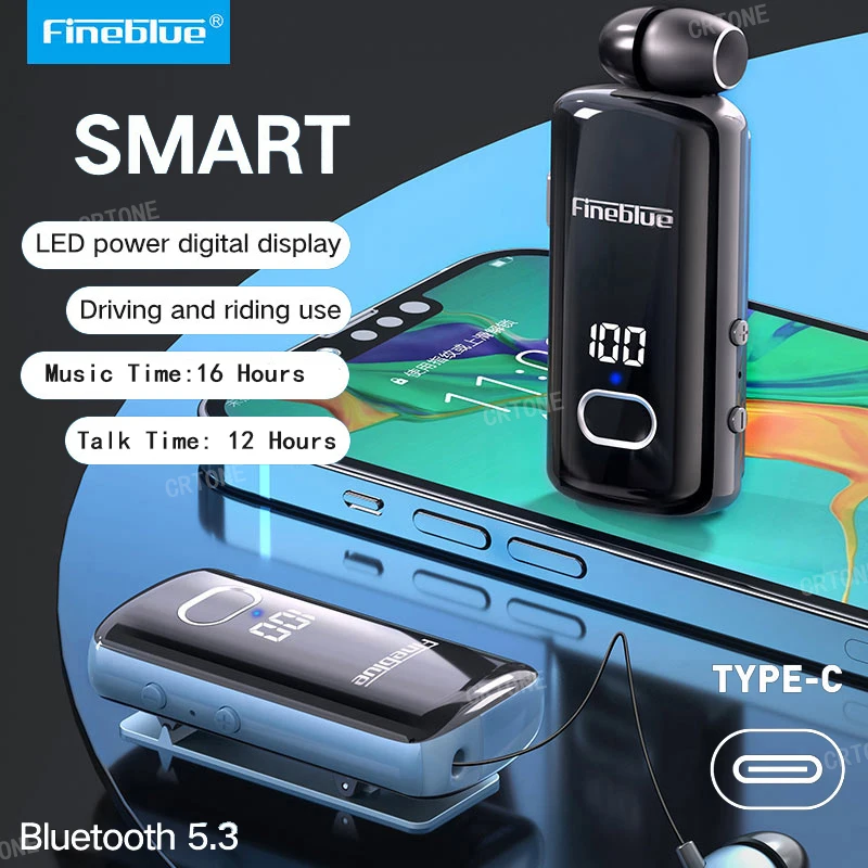 

Fineblue F580 Bluetooth V5.3 Wireless Earphone Retractable Portable Headset Calls Remind Vibration Sport Run Headphone K55 F520