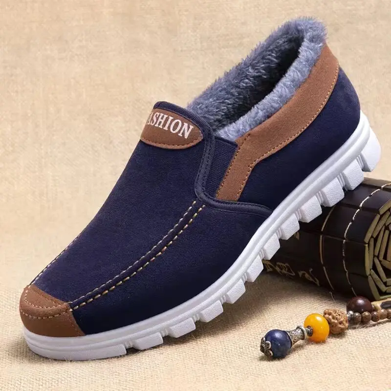 

Suede Shoes Men Winter Cotton Shoes Warm Plus Velvet Non-slip Soft Bottom Casual Shoes Trend Men Loafers Mocassin Man