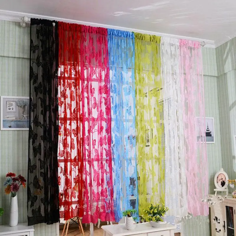 

Room Curtain Butterfly Pattern Window Screening Luxurious Korean Style String Door Curtain Butterfly Jacquard Cord Romantic
