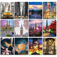 gatyztory acrylic painting by numbers for adults diy framed birthday gift landscape oil paints kits home room wall decor