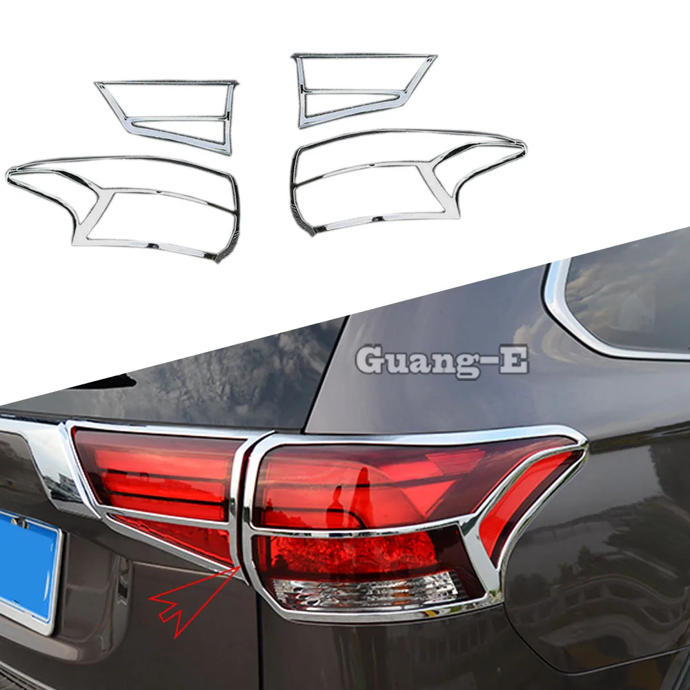 

For Mitsubishi Outlander 2016 2017 2018 2019 2020 2021 Rear Tail Light Lamp Detector Frame Stick Eyebrow ABS Chrome Cover Trim