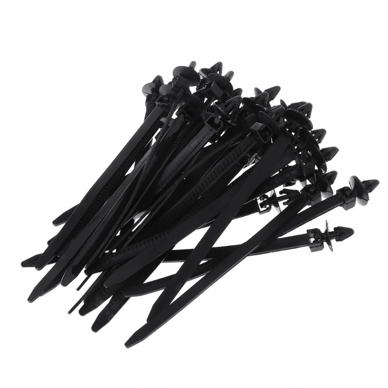 

2023 New 30 Pcs Nylon Black Car Auto Cable Strap Push Mount Wire Tie Retainer Clip Clamp