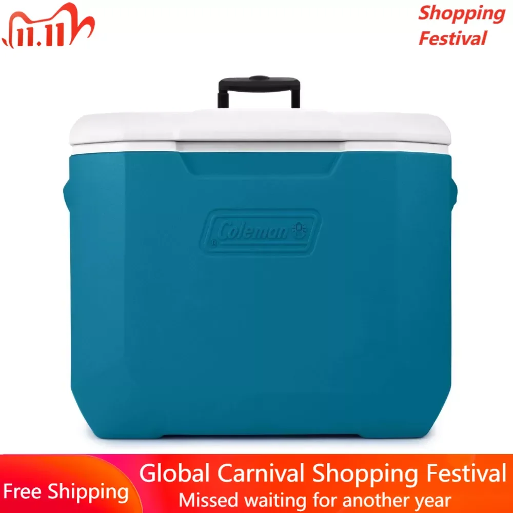 

Chiller 60QT Hard Cooler With Wheels Ocean Blue Cool Box Portable Coolers Ice Box for Camping Beach Igloo Supplies