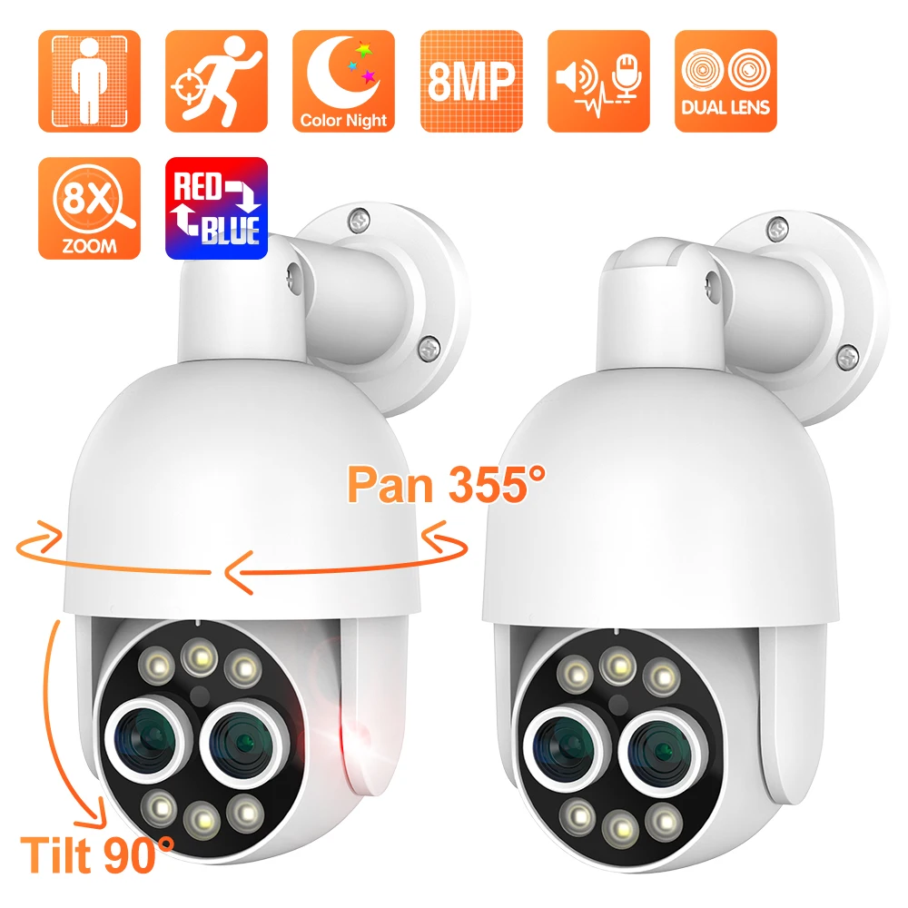 

Techage 8MP PTZ камера с двумя объективами