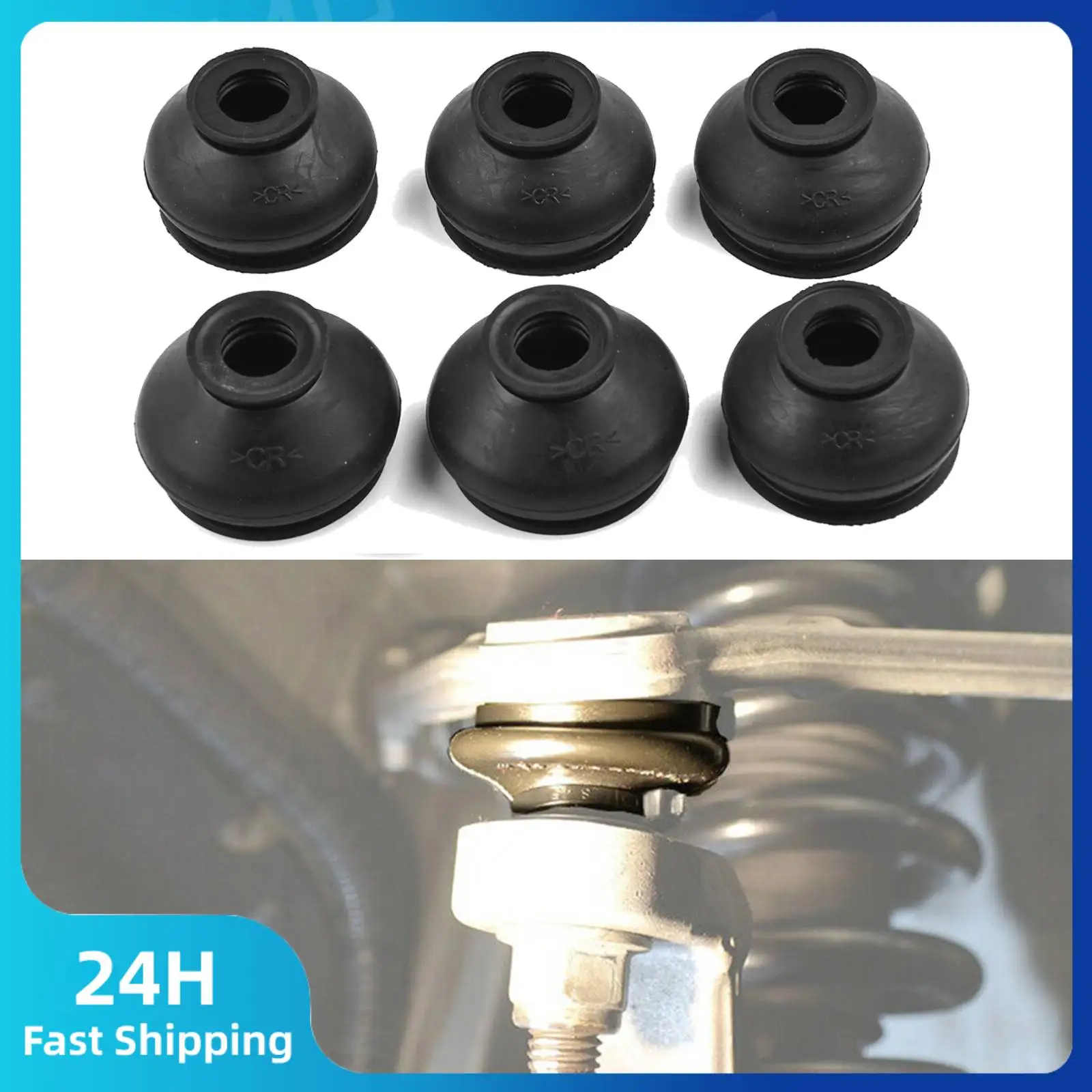 

6pcs Rubber Tie Rod End Ball Joint Dust Boot Cover Boot Gaiters Dust Protection Cap Cover Replacement Car Accessories