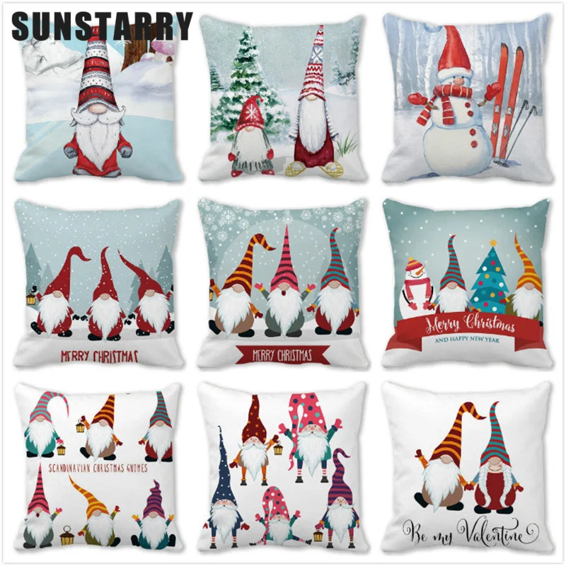 

Новогодние и рождественские украшения, наволочка для подушки для дома, Санта-Клаус, 45x45 см, чехол для подушки