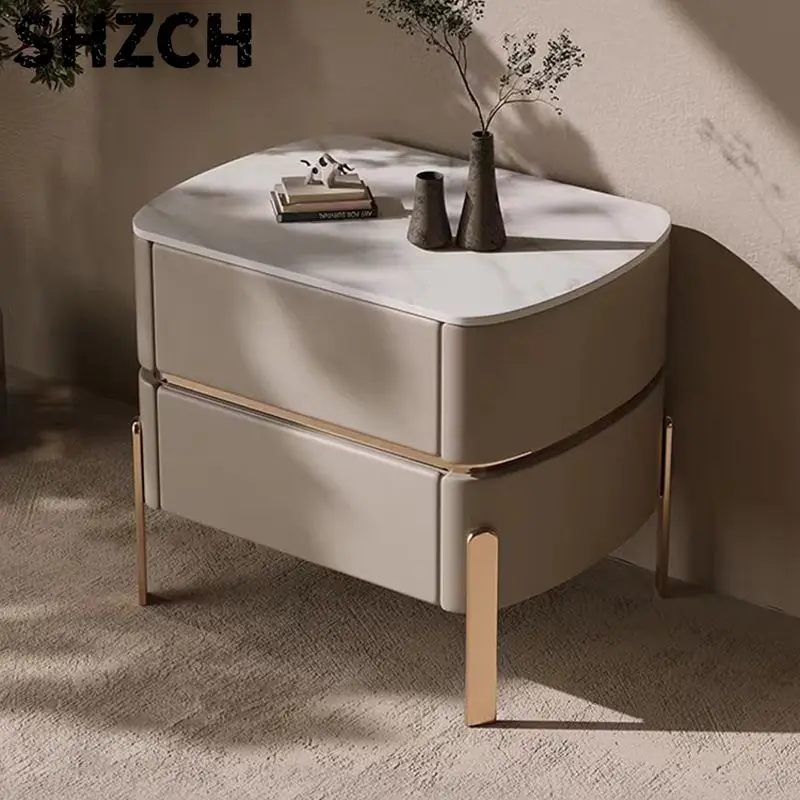 Фото Итальянские прикроватные тумбочки, легкие роскошные тумбочки из камня, шкафы для хранения из массива дерева, тумбы для хранения. №2