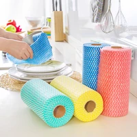 50pcs1 roll disposable rag dry and wet dual use color lazy cleaning cloth absorbent good reusable kitchen cleaning supplies