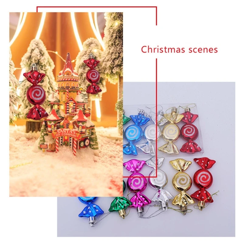 

Lightweight 6x Xmas Decoration Electroplating Painted Candy Props Xmas Tree Lollipop Pendant Weddings Gift for Friends