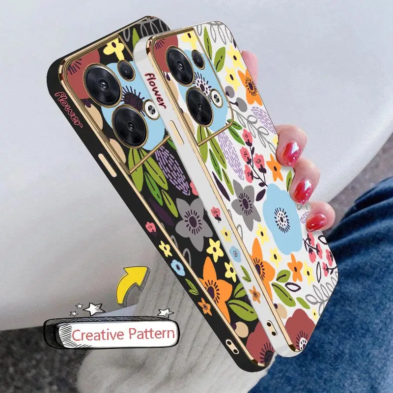 Великолепный чехол с роскошным цветочным покрытием для OPPO Reno 8Pro 8T 8 7 7Lite 10 10Pro 6ProPlus
