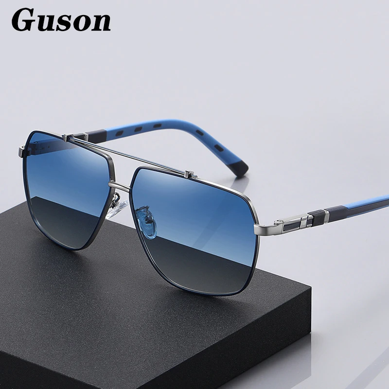 

GUSON New Fashion Bicolor Polarized Sunglasses Men Women HD Driving Sun Glasses Polygonal Large Frame Anti-glare Shades UV400