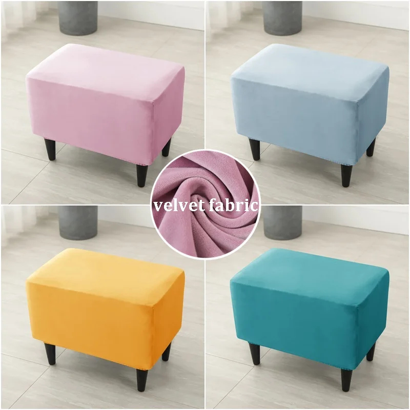 

Бархатный плюшевый полноразмерный чехол для оттоманки, эластичный прямоугольный чехол для подножки, съемный моющийся защитный чехол для д...