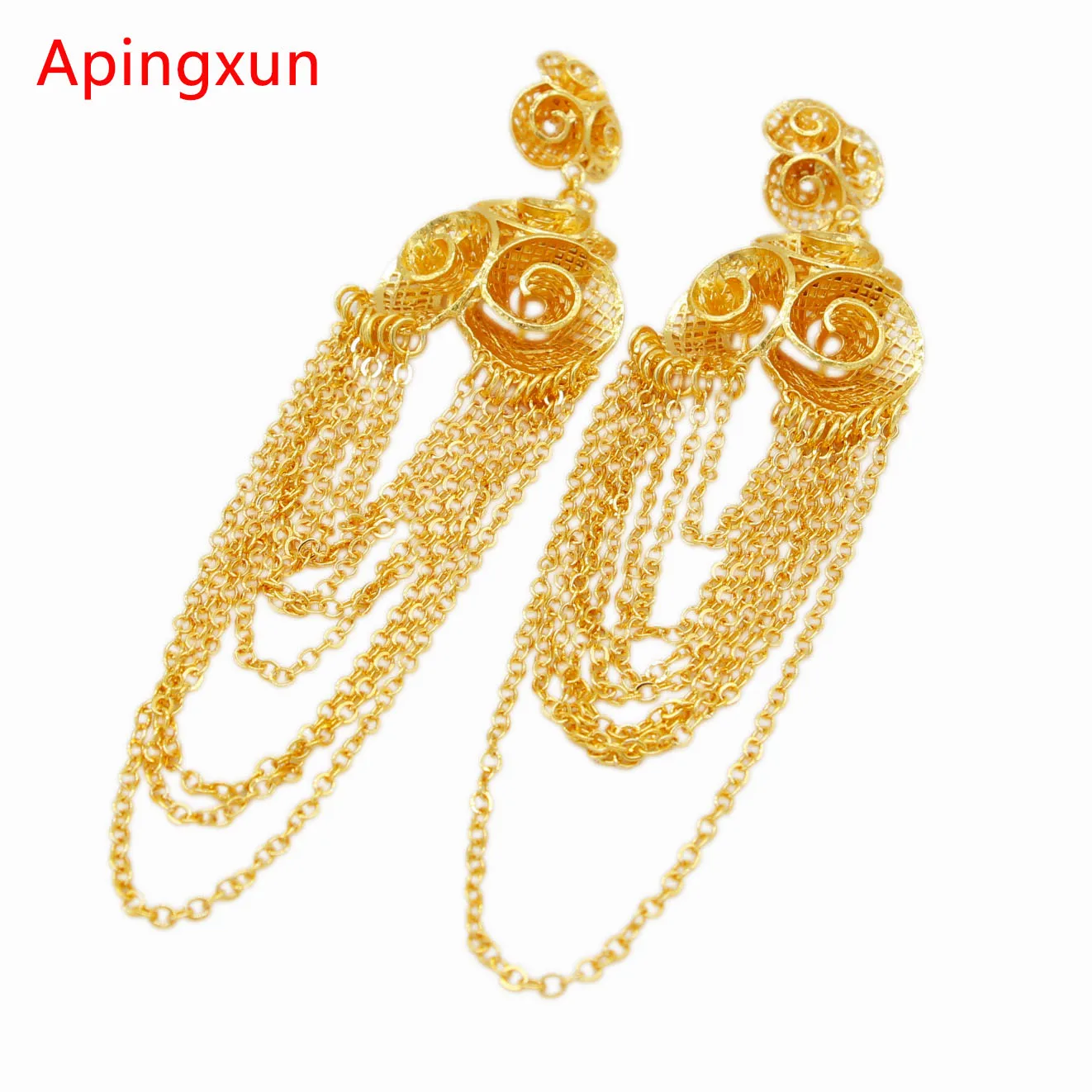 Новые роскошные серьги Apingxun из Дубая золотого цвета африканские эфиопские