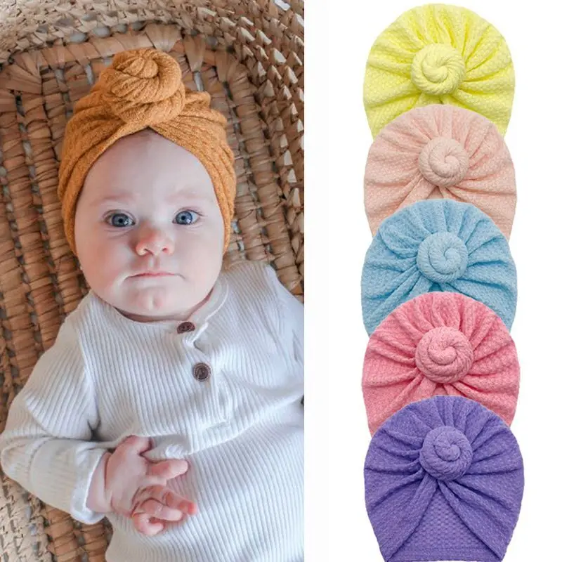 

16pc/lot New Baby Boys Girls Hair Bows Hats Cotton Soft Turban Knot Beanies Hat Caps For Toddler Kid Newborn Waffle Bow Headwrap