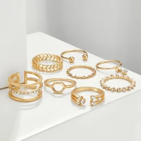 1 set trendy rings for women girls wholesale glossy hexagonal water drop diamond ring set fashion jewelry gifts