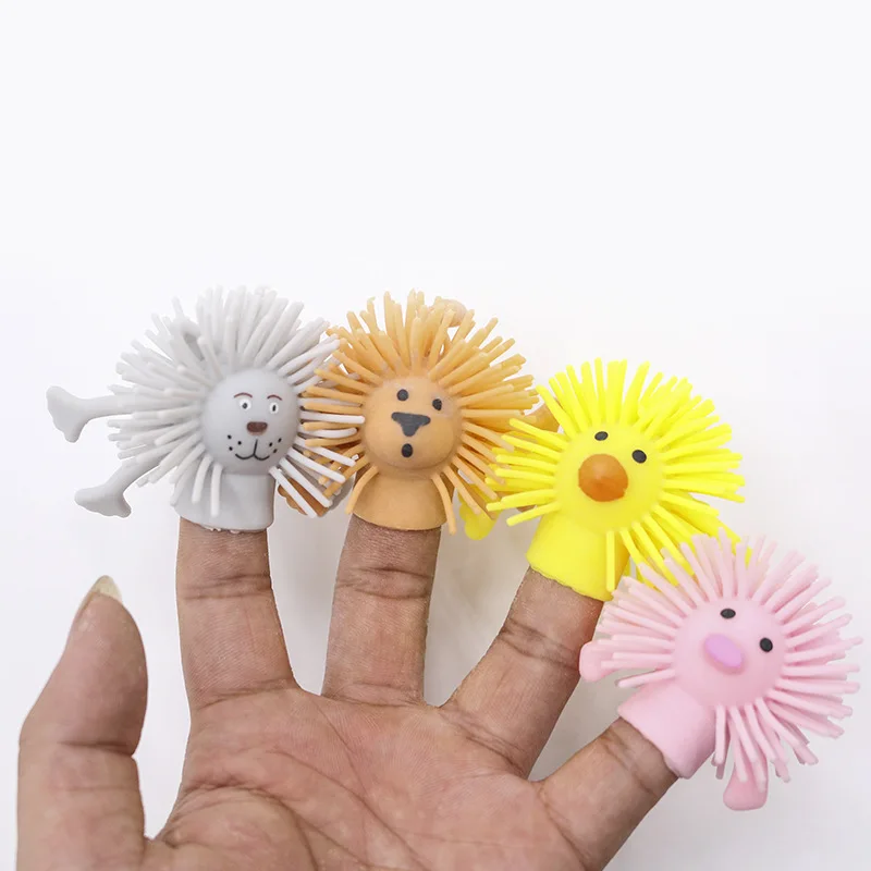 

4PCS Novelty Finger Puppets TPR Rubber Animal Finger Dolls Stretch Stretch Decompression Funny Toys Children Party Gift