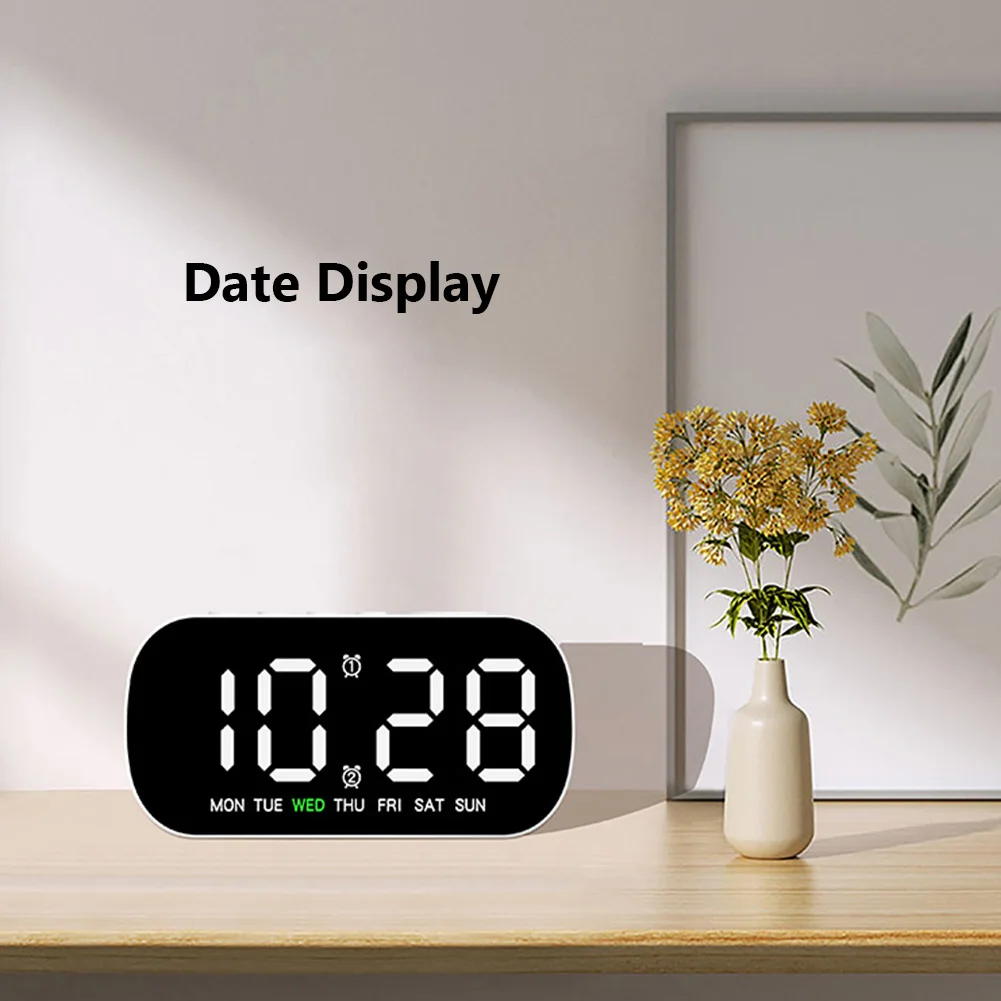 Цифровой будильник с экраном Светодиодный настольные часы 12/24 ч регулируемой