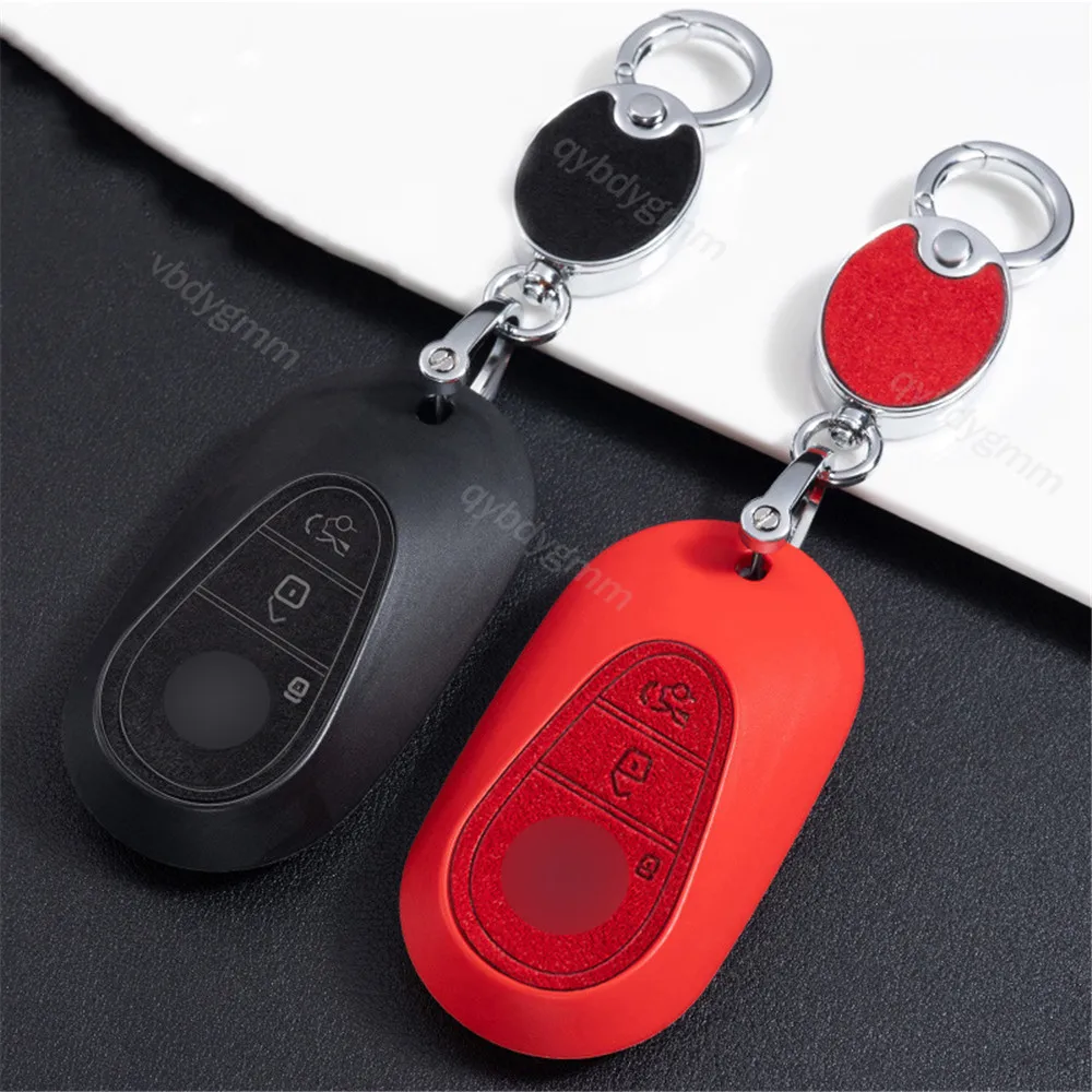 

Suede Leather Car Key Case Cover Holder For Mercedes Benz S Class W223 2020 2021 Car Interior Accessories Holder Shell Keychain