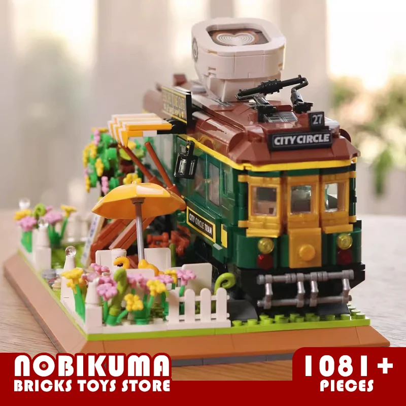 Креативный поезда магазин микрокубиков пазл игрушки город вид автомобиль кафе MOC