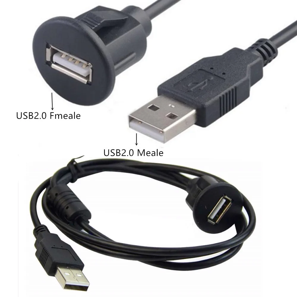 

USB2.0 panel waterproof cable Car dashboard Extension cable Usb Extension Lead For Car 1m/2m