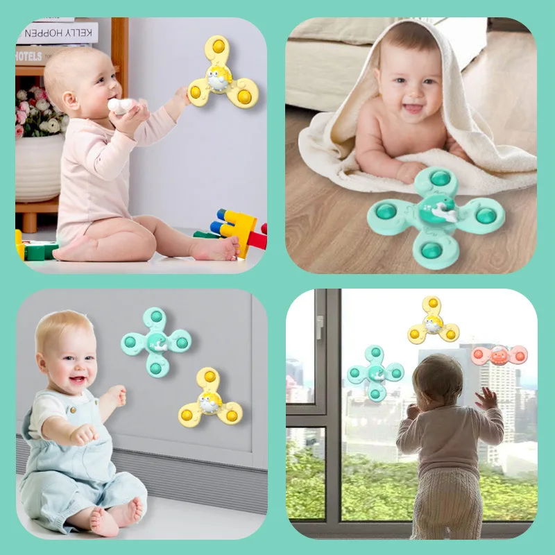 Montessori Baby Bath Toys For Boy Children Bathing Sucker Spinner Suction Cup Toy For Kids Funny Child Rattles Teether