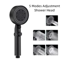 5 modes water saving shower head black adjustable high pressure shower one key stop water massage shower head for bathroom