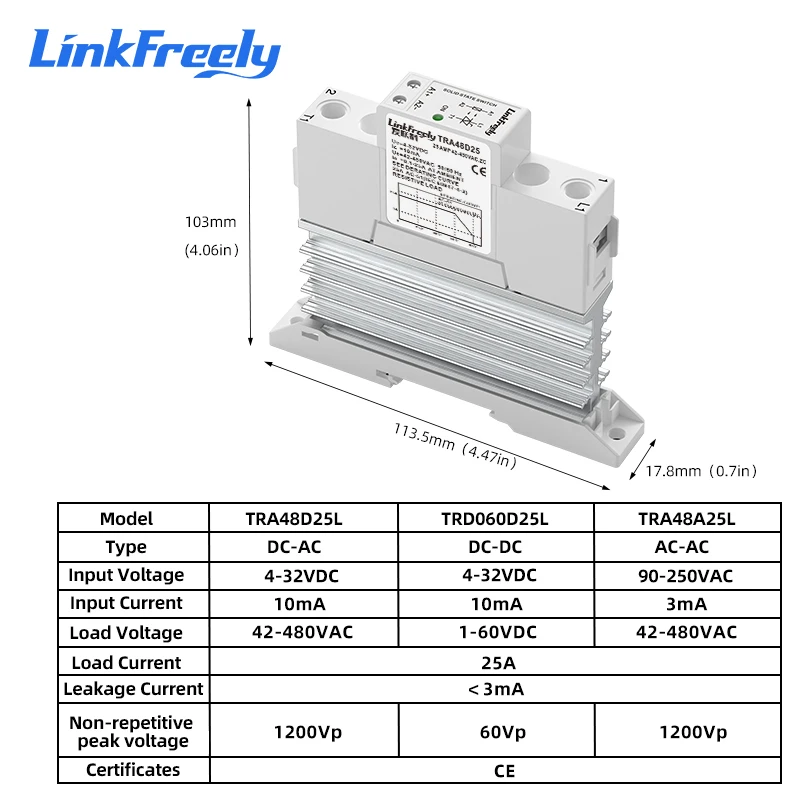

Тонкий твердотельный релейный модуль 17,8 мм, встроенный радиатор SSR DC-DC DC-AC AC-AC DIN-рейка 40A DC AC Реле управления Патентовая конструкция