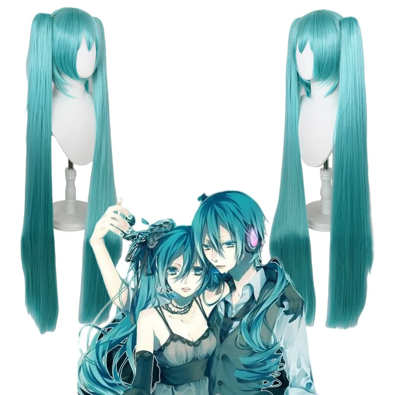 

Vocaloid Miku Cosplay Wig Long Heat Resistant Synthetic Hair Halloween Costume Masquerade Party Clip Ponytails Wigs + Wig Cap