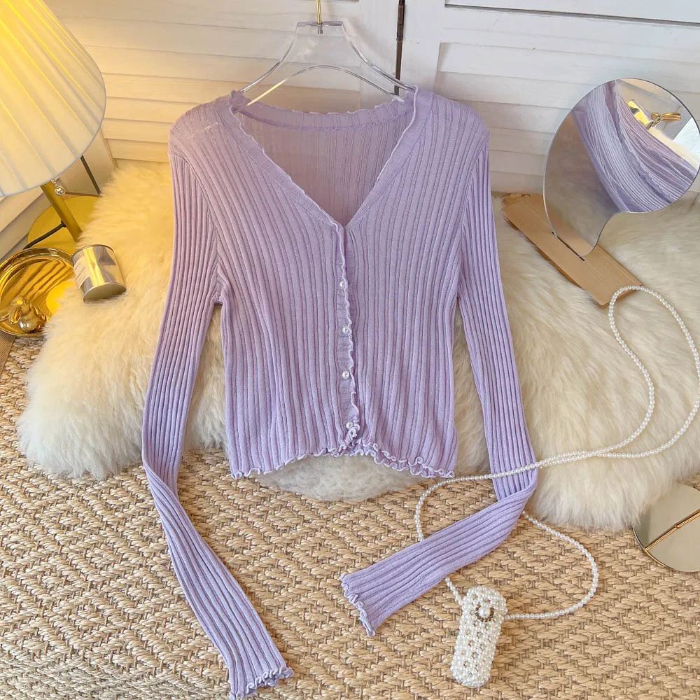 

Almighty Knitted Cardigans For Women Thin Long Sleeve Deep V Neck Single Breasted Sweater Fashion Woman Cardigan Dropshipping