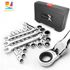 Набор гаечных ключей WOZOBUY, комплект комбинированных ключей с трещоткой из хромованадиевой стали, 8-22 мм, ручной инструмент