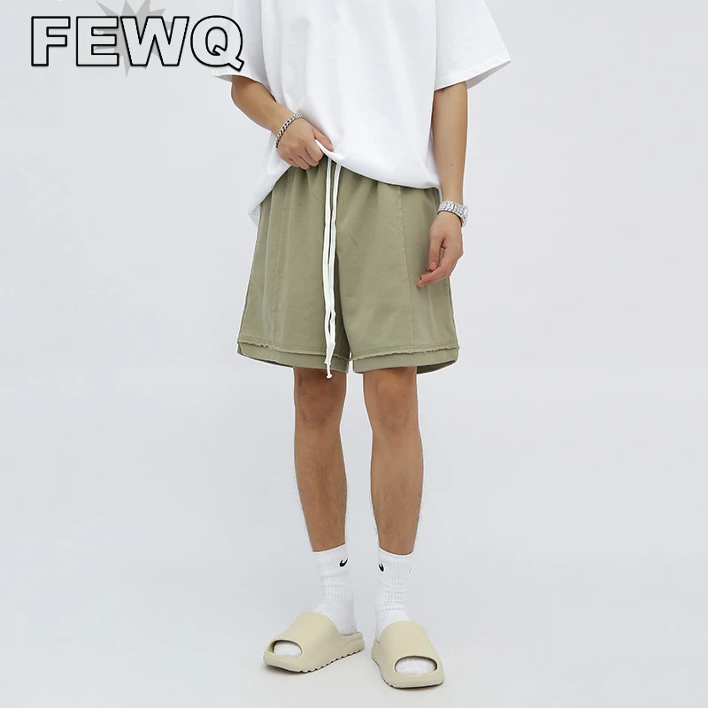 

Шорты FEWQ мужские на шнуровке, стильные однотонные штаны с вышивкой, уличная мода, короткие брюки, 24B2430, лето 2023