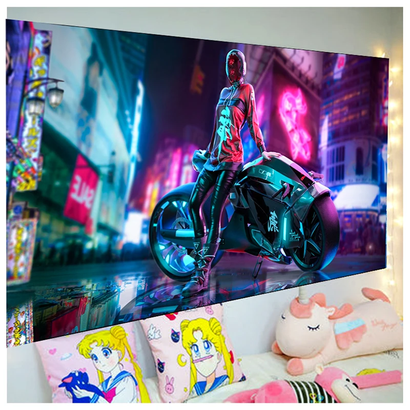 

Cyberpunk Neo Futuristic Poster Tapestry 3d Sport Car And Manga Wall Cloth Art Game Room Kids Bedroom Decor Anime Wall Hanging