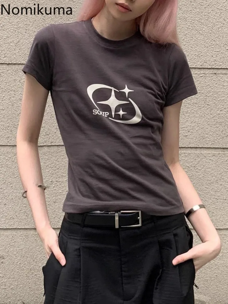 Футболка женская с коротким рукавом и принтом в стиле ретро