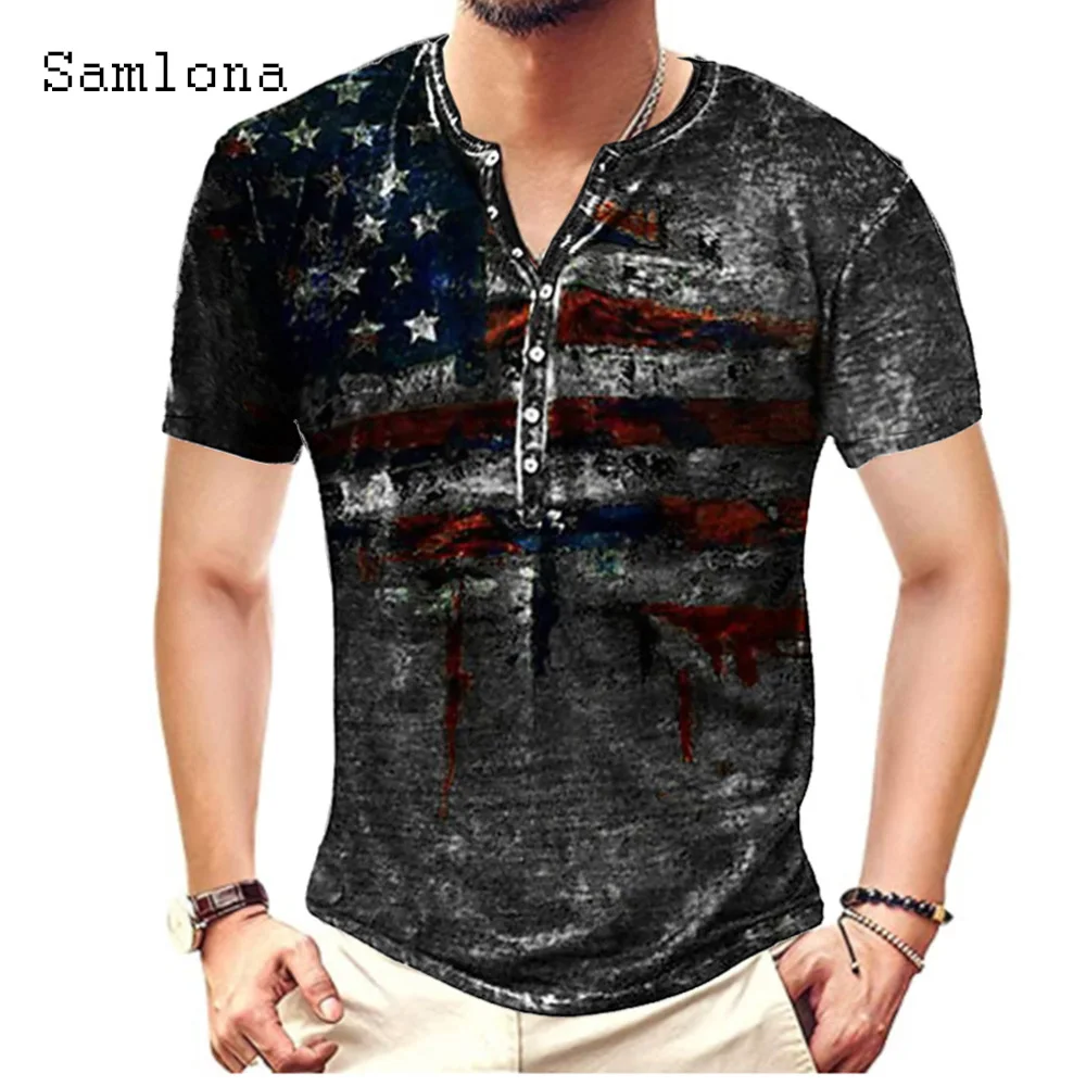 Купи 2023 American Flag Print Tops Mens Streetwear Masculinas T-shirt Short Sleeve Casual Pullovers Men Tees Clothing Plus Size M-4XL за 752 рублей в магазине AliExpress