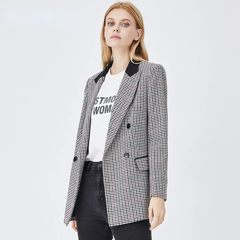 Retro Plaid Suit Jacket Women Autumn Tailored Coat Wool Fashion Slim Coats Casual Business Blazer Jackets Office Lady Blazers
