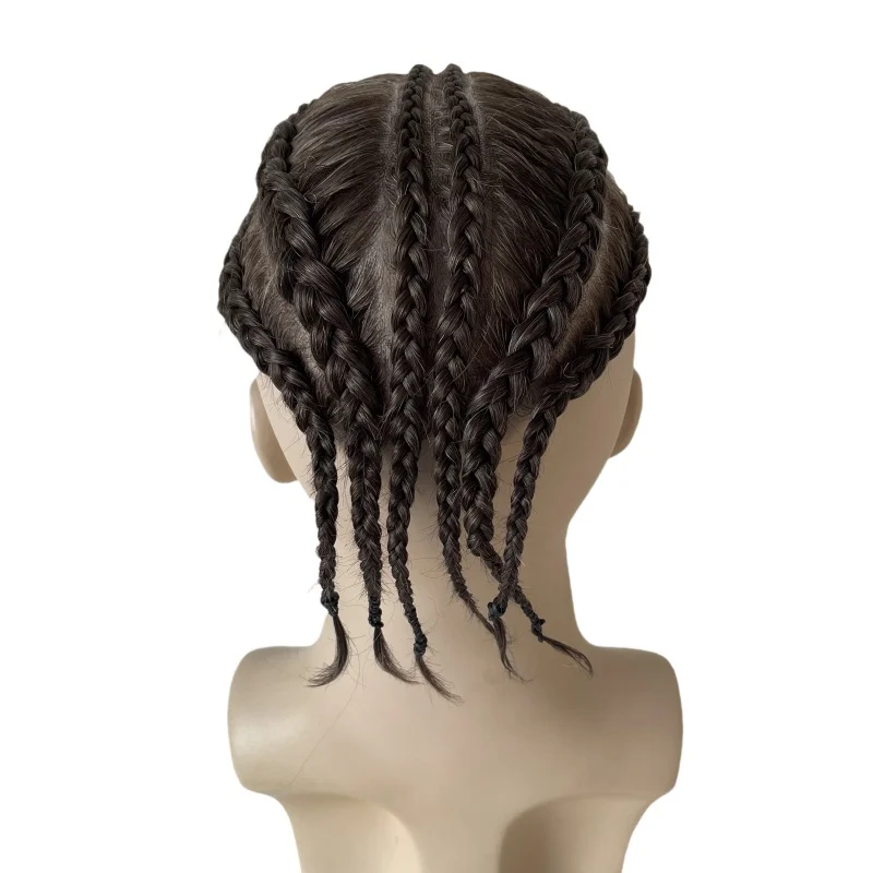 Парик из натуральных волос yuanhaibo коричнево-серый 8x10