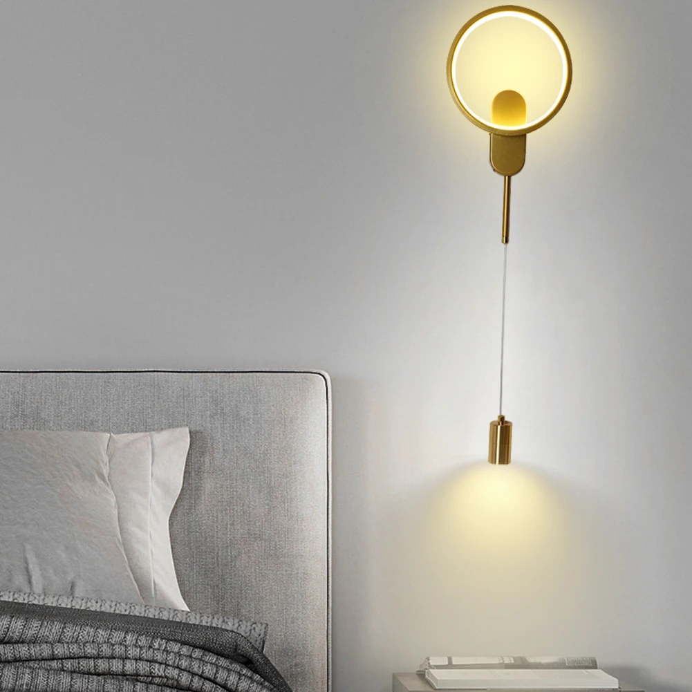 

Настенный светильник в скандинавском стиле 3000k-6000k металлическая Современная Золотая Подвесная лампа легкая в установке настенная для гостиной спальни столовой