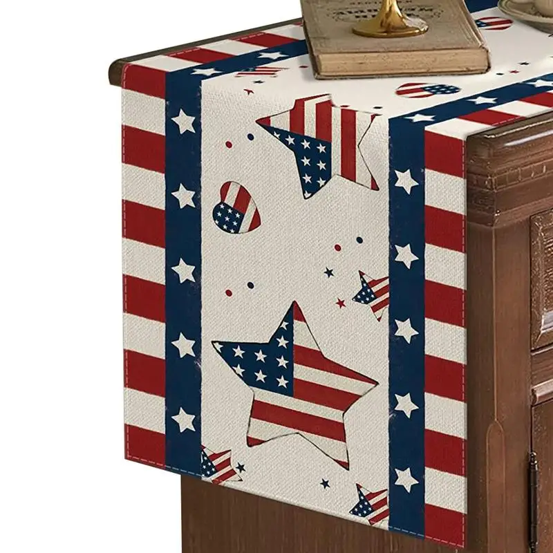 

American Flag Table Runner Linen 4th Of July Patriotic Memorial Day Table Runner Table Decoration Memorial Day Independence Day