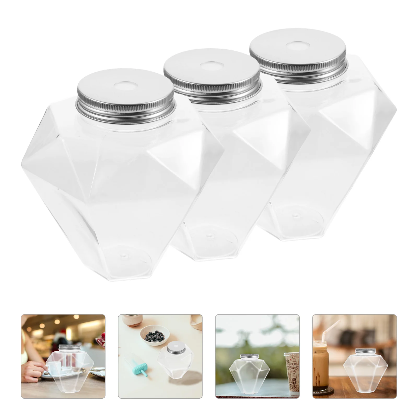 

6 Pcs Reusable Juice WaterBottle Portable Juicing Clear Beverage Yogurt Containers Plastic Cold Milk Tea Small